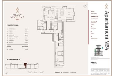 Rzut - Mieszkanie na sprzedaż 4 pokoje o powierzchni 101,07 m² - numer C.54 w Młyny Mogilska