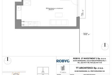Rzut - Mieszkanie na sprzedaż 2 pokoje o powierzchni 43,57 m² - numer SU3/B/0/3 w Sady Ursynów III