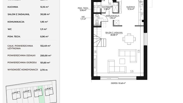 Rzut - Dom na sprzedaż 5 pokoi o powierzchni 133,49 m² - numer 64B_2 w Kołodzieja