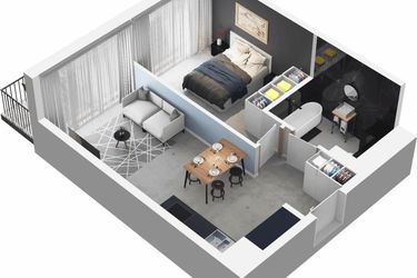 Rzut - Mieszkanie na sprzedaż 2 pokoje o powierzchni 40,05 m² - numer WO/P35/12 w Wiszące Ogrody