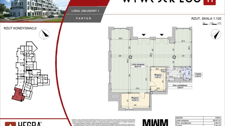 Rzut - Lokal użytkowy na sprzedaż 5 pokoi o powierzchni 115,06 m² - numer LU1 w Apartamenty Wywrockiego 11