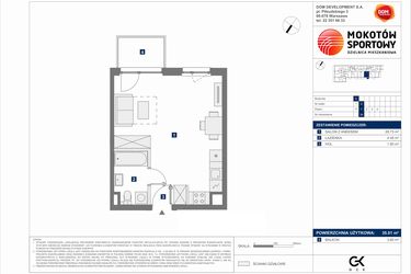 Rzut - Mieszkanie na sprzedaż 1 pokój o powierzchni 35,01 m² - numer C.34 w Mokotów Sportowy 1.1B