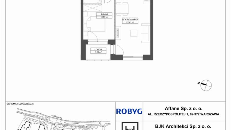 Rzut - Mieszkanie na sprzedaż 2 pokoje o powierzchni 40,7 m² - numer A.6M01 w WENDY