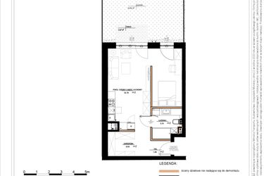 Rzut - Mieszkanie na sprzedaż 1 pokój o powierzchni 48,14 m² - numer B.0.57 w Daszyńskiego Square etap 1