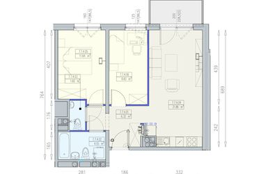 Rzut - Mieszkanie na sprzedaż 3 pokoje o powierzchni 55,8 m² - numer K2 7/7/4/3a w Południk 17 - budynek K2