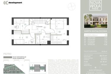 Rzut - Dom na sprzedaż 5 pokoi o powierzchni 85,73 m² - numer 2B w Nova Wola Park II
