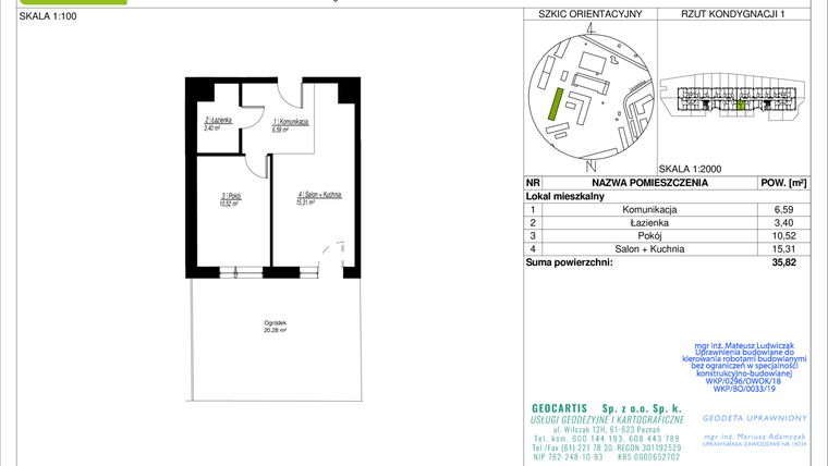 Rzut - Mieszkanie na sprzedaż 2 pokoje o powierzchni 35,82 m² - numer 10C/72 w Jasielska 8C etap II