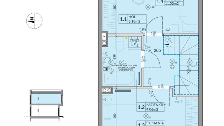 Rzut - Dom na sprzedaż 3 pokoje o powierzchni 61,95 m² - numer 26 w Boska Ksawerowska 2 etap 2