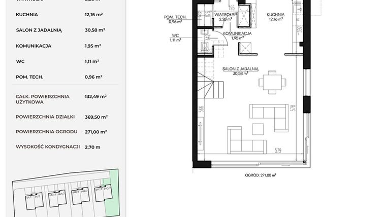 Rzut - Dom na sprzedaż 5 pokoi o powierzchni 133,49 m² - numer 64C_2 w Kołodzieja