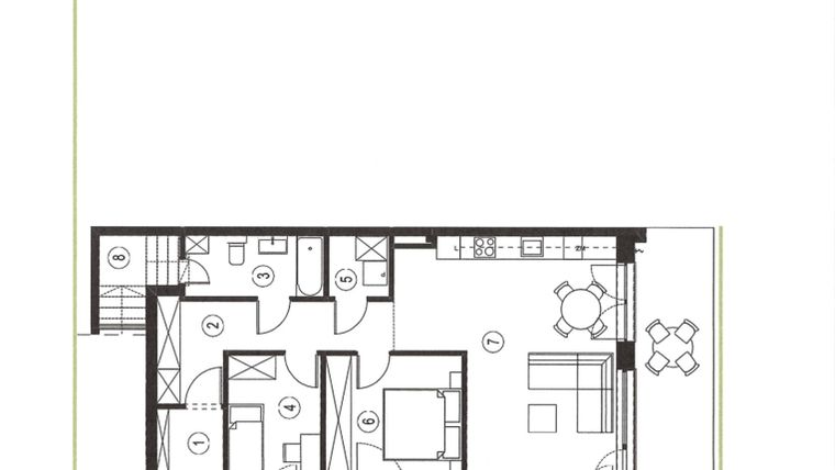 Rzut - Mieszkanie na sprzedaż 3 pokoje o powierzchni 70,69 m² - numer 13_1 w Apartamenty Sielanka