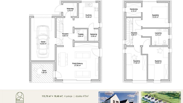 Rzut - Dom na sprzedaż 5 pokoi o powierzchni 133,16 m² - numer Dom 6 w Osiedle Trzy Rzeki