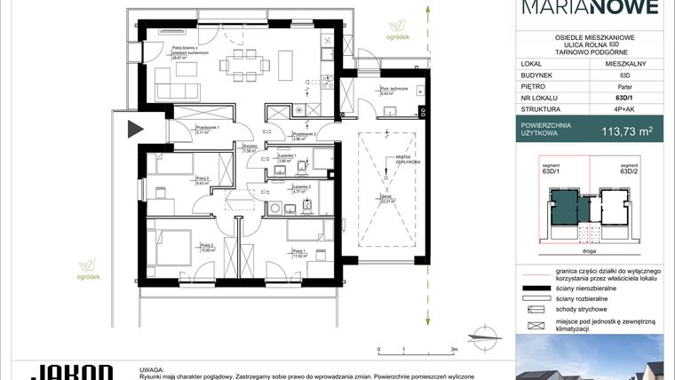 Rzut - Dom na sprzedaż 4 pokoje o powierzchni 113,73 m² - numer 63D/1 w Osiedle Marianowe