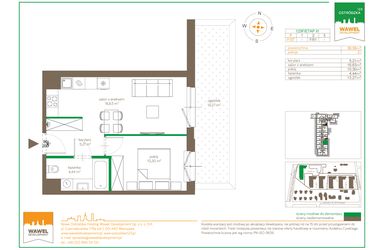 Rzut - Mieszkanie na sprzedaż 2 pokoje o powierzchni 36,58 m² - numer F/37 w Ostródzka 123 - III etap