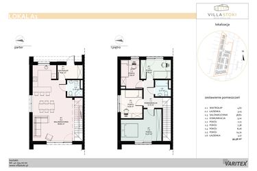Rzut - Dom na sprzedaż 5 pokoi o powierzchni 92,56 m² - numer A1 w Villa Stoki (domy)