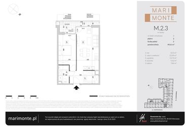 Rzut - Mieszkanie na sprzedaż 2 pokoje o powierzchni 49,61 m² - numer M.2.3 w Marimonte