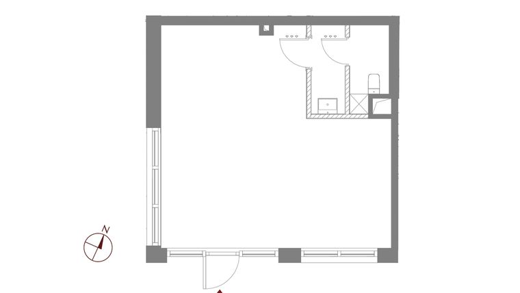Rzut - Lokal użytkowy na sprzedaż 1 pokój o powierzchni 49,58 m² - numer B.0.U5 w Apartamenty Symfonia