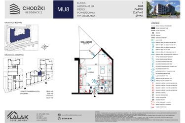 Rzut - Mieszkanie na sprzedaż 1 pokój o powierzchni 32,67 m² - numer MU8 w Chodźki Residence 2 - apartamenty inwestycyjne