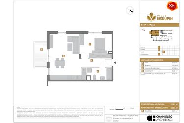 Rzut - Mieszkanie na sprzedaż 2 pokoje o powierzchni 52,93 m² - numer L.9 w Wille Biskupin II