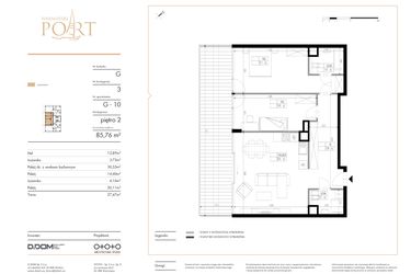 Rzut - Mieszkanie na sprzedaż 3 pokoje o powierzchni 85,76 m² - numer G_10 w Warmiński Port etap V