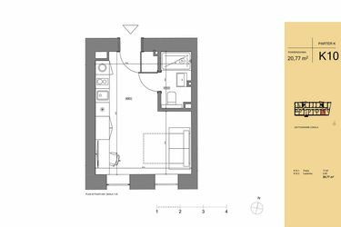 Rzut - Mieszkanie na sprzedaż 1 pokój o powierzchni 20,77 m² - numer K10 w Rezydencja San Petrus