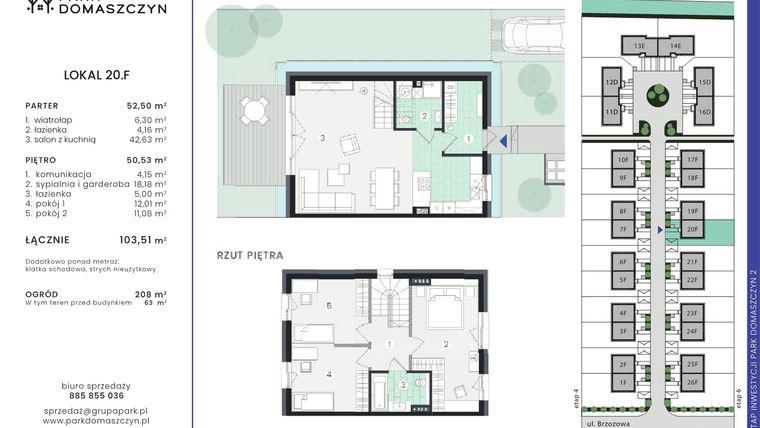 Rzut - Dom na sprzedaż 5 pokoi o powierzchni 103,51 m² - numer 20F w Park Domaszczyn 2 - etap 5
