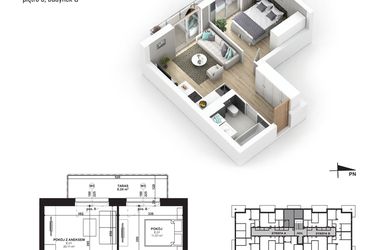 Rzut - Mieszkanie na sprzedaż 2 pokoje o powierzchni 35,85 m² - numer 60 w Piano Park etap V