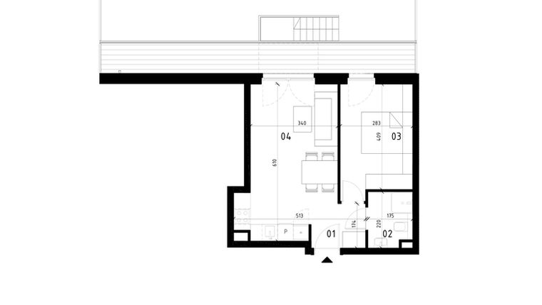 Rzut - Mieszkanie na sprzedaż 2 pokoje o powierzchni 38,8 m² - numer 5 w Traugutta