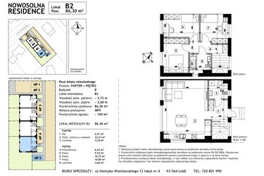 Rzut - Mieszkanie na sprzedaż 4 pokoje o powierzchni 86,3 m² - numer B2 w Nowosolna Residence