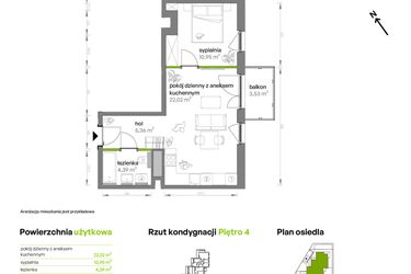 Rzut - Mieszkanie na sprzedaż 2 pokoje o powierzchni 42,72 m² - numer AA0401 w Ptasia Vita