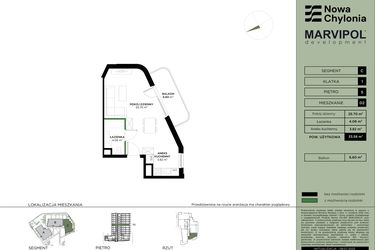 Rzut - Mieszkanie na sprzedaż 1 pokój o powierzchni 33,58 m² - numer C-5-02 w Nowa Chylonia