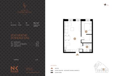Rzut - Mieszkanie na sprzedaż 2 pokoje o powierzchni 56,2 m² - numer 7 w Lofty Farbiarnia