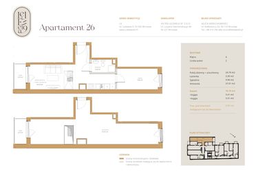 Rzut - Mieszkanie na sprzedaż 4 pokoje o powierzchni 75,05 m² - numer A26 w Lelewela 9