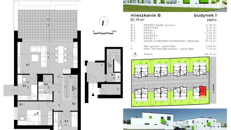 Rzut - Mieszkanie na sprzedaż 4 pokoje o powierzchni 84,4 m² - numer B.1 w Osiedle "Biała Dama"