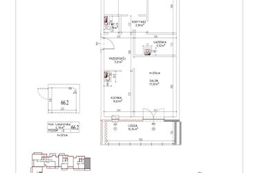 Rzut - Mieszkanie na sprzedaż 3 pokoje o powierzchni 63,49 m² - numer M-95 w Nałęczowska