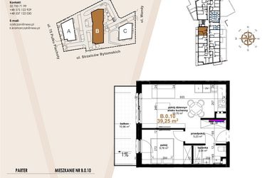 Rzut - Mieszkanie na sprzedaż 2 pokoje o powierzchni 39,25 m² - numer B.0.10 w Vanda Park