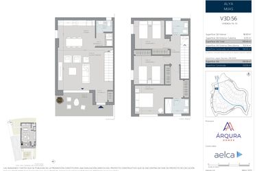Rzut - Dom na sprzedaż 3 pokoje o powierzchni 119 m² - numer V70 w Alya Mijas 2 - Mijas