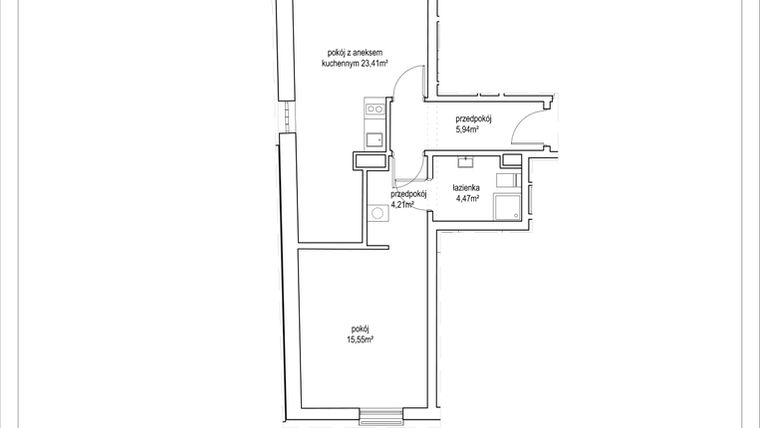 Rzut - Mieszkanie na sprzedaż 2 pokoje o powierzchni 53,58 m² - numer 4/15. w Apartamenty Nowy Targ
