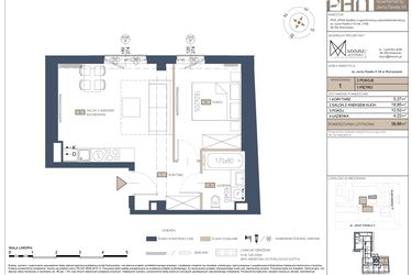 Rzut - Mieszkanie na sprzedaż 2 pokoje o powierzchni 39,86 m² - numer 1 w Apartamenty Jana Pawła 34