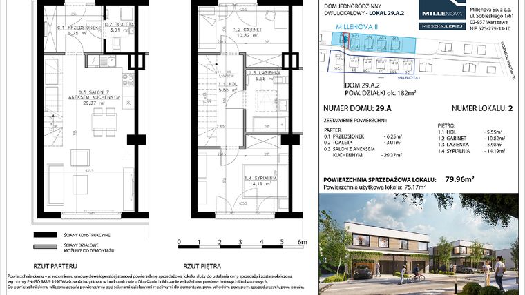 Rzut - Dom na sprzedaż 5 pokoi o powierzchni 80 m² - numer 21 w Millenova