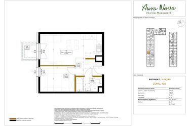 Rzut - Mieszkanie na sprzedaż 2 pokoje o powierzchni 41,49 m² - numer 135 w Aura Nova etap II