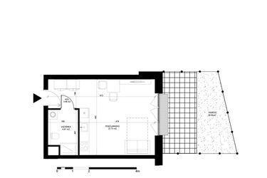 Rzut - Mieszkanie na sprzedaż 1 pokój o powierzchni 31,2 m² - numer G.-1.3 w INSPIRE ETAP V – bud. F, G