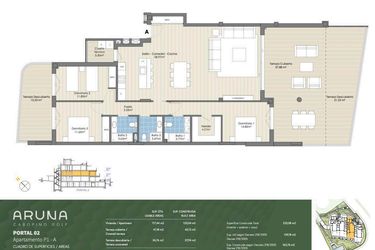 Rzut - Mieszkanie na sprzedaż 3 pokoje o powierzchni 193 m² - numer P2-P1-A w Aruna