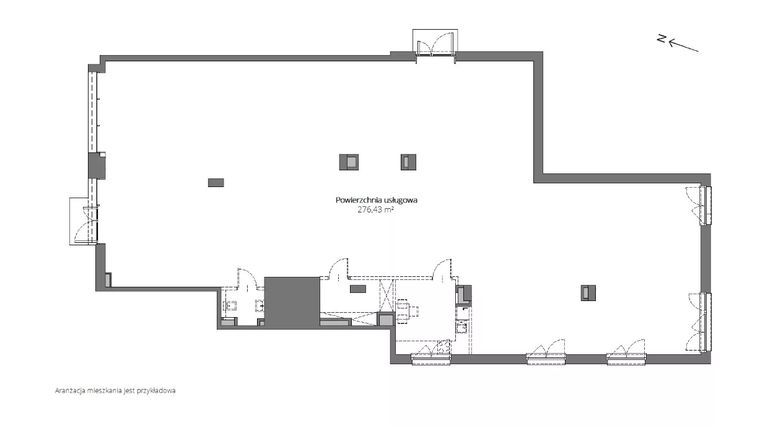 Rzut - Lokal użytkowy na sprzedaż 1 pokój o powierzchni 276,43 m² - numer E/U6 w Grzegórzecka 77