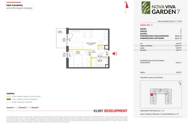 Rzut - Mieszkanie na sprzedaż 2 pokoje o powierzchni 36,02 m² - numer 37 w Nova Viva Garden 7