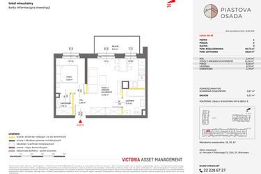 Rzut - Mieszkanie na sprzedaż 2 pokoje o powierzchni 40,72 m² - numer E.38 w Piastova Osada