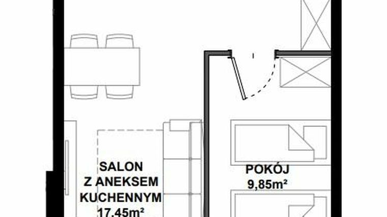 Rzut - Mieszkanie na sprzedaż 2 pokoje o powierzchni 39,12 m² - numer C.6 w Apartamenty Bałtyk