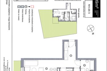 Rzut - Mieszkanie na sprzedaż 3 pokoje o powierzchni 58,09 m² - numer R_V-28_3 w os. Dąbrówka – Leśna Polana