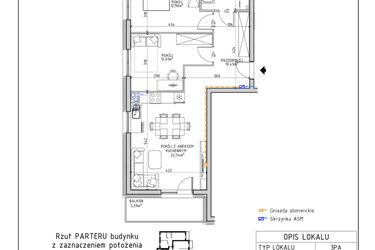 Rzut - Mieszkanie na sprzedaż 3 pokoje o powierzchni 63,21 m² - numer 40 w Osiedle OdNowa K5