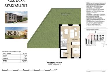Rzut - Mieszkanie na sprzedaż 2 pokoje o powierzchni 45,65 m² - numer 4 w Słoneczne Warszewo