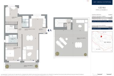 Rzut - Mieszkanie na sprzedaż 3 pokoje o powierzchni 131 m² - numer 1.2.A w Aby Middle